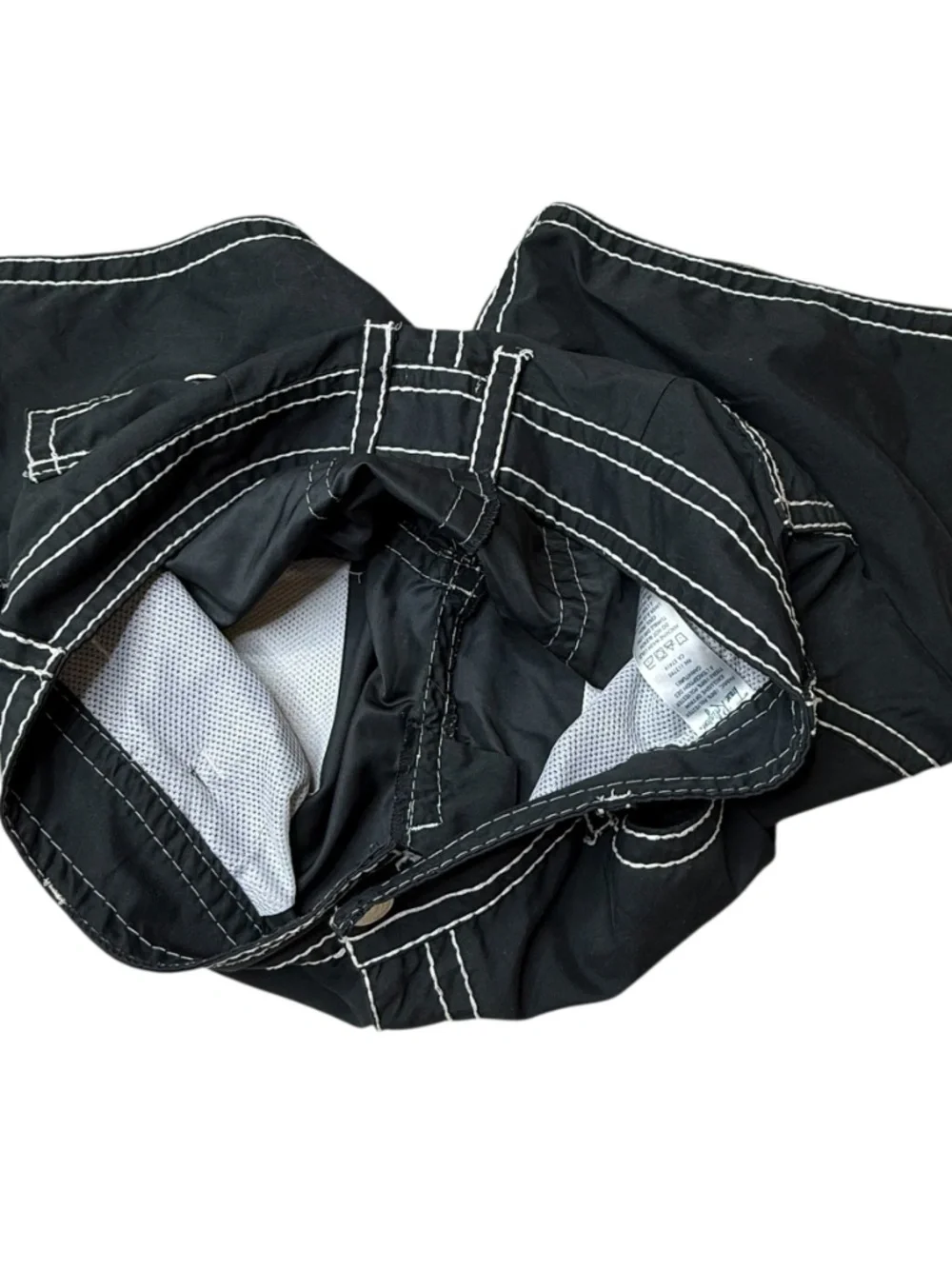 True Religion Men’s Black Swim Trunks White Stitching